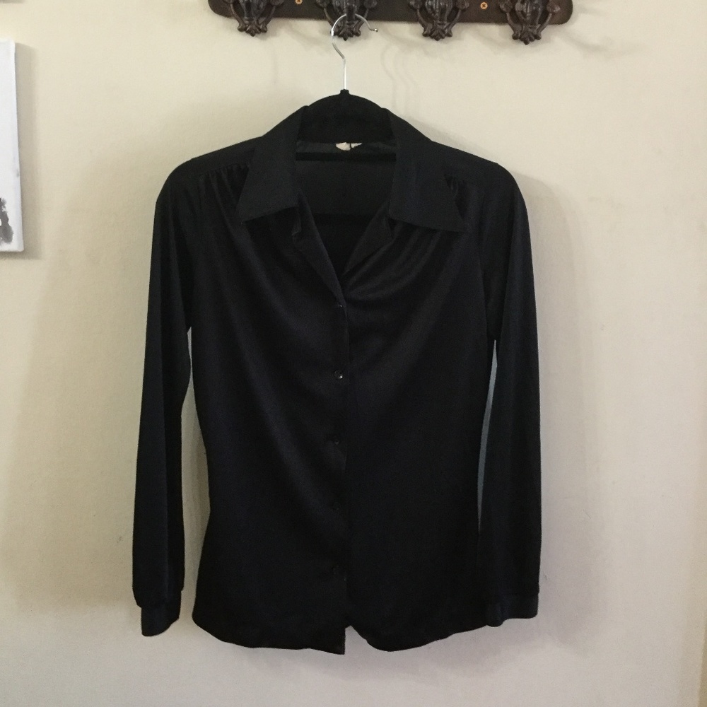 Vintage Polyester 70s Button Down Blouse